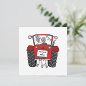 Invitation de tracteur rouge Mariage campagnard pe (Debout devant)