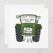 Invitation de tracteur vert Mariage campagnard per (Devant / Derrière)