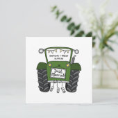 Invitation de tracteur vert Mariage campagnard per (Debout devant)