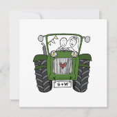 Invitation de tracteur vert Mariage campagnard per (Devant)