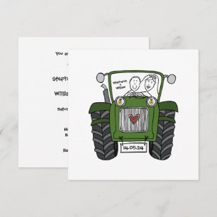 Invitation de tracteur vert Mariage campagnard per