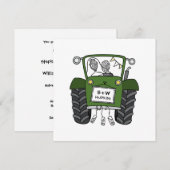 Invitation de tracteur vert Mariage campagnard per (Devant / Derrière)