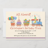 Invitation de train Anniversaire de enfant coloré (Devant)