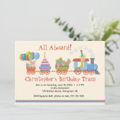 Invitation de train Anniversaire de enfant coloré (Debout devant)