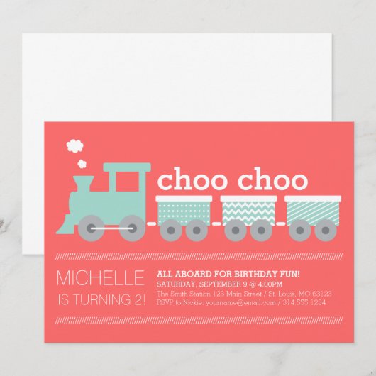 Invitation de train de Choo Choo (Devant / Derrière)
