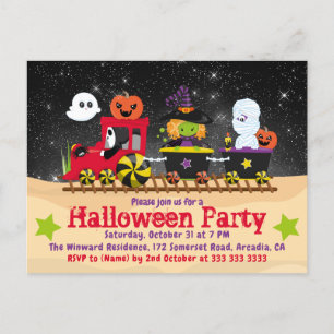 Invitation de train de monstres d'Halloween mignon