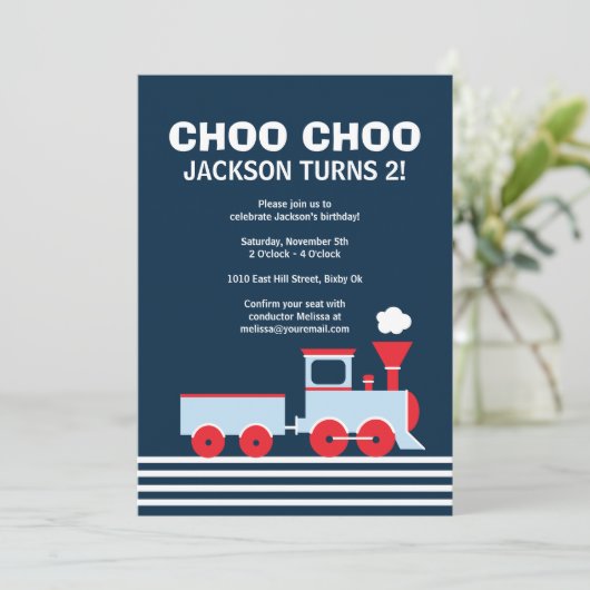 Invitation de train - Invitation d'anniversaire po (Debout devant)