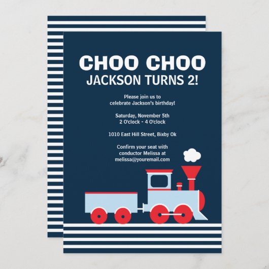 Invitation de train - Invitation d'anniversaire po (Devant / Derrière)