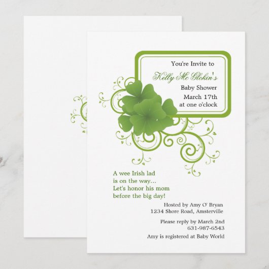 Invitation de trame Shamrock (Devant / Derrière)