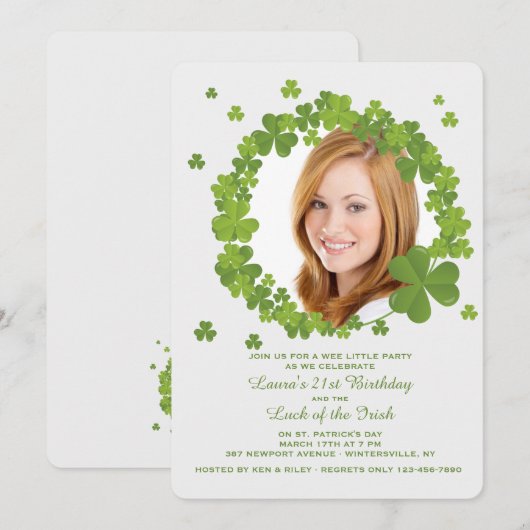 Invitation de trame Shamrock (Devant / Derrière)