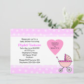 Invitation de transport d'Baby shower rose (Debout devant)