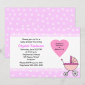 Invitation de transport d'Baby shower rose (Devant / Derrière)