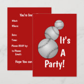 Invitation de trois Baseballs (Devant / Derrière)