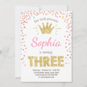 Invitation de troisième anniversaire Princesse Gol (Devant)