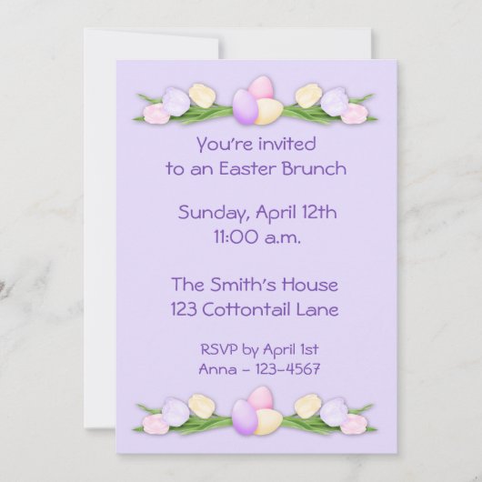 Invitation de tulipes de Pâques (Devant)