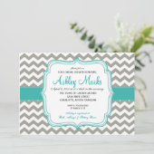 invitation de Turquoise et Grey Chevron (Debout devant)