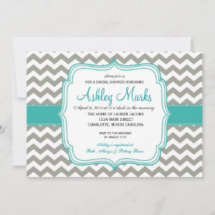 invitation de Turquoise et Grey Chevron