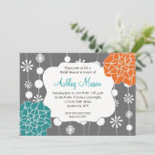 invitation de turquoise, rose et orange de douche (Debout devant)