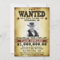 Invitation de type affiche de cow-boy recherché po