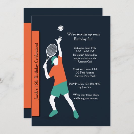 Invitation de type de tennis (Devant / Derrière)