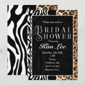 Invitation de typographie de douche de mariée zèbr (Devant / Derrière)
