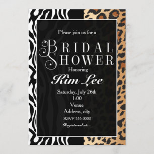 Invitation de typographie de douche de mariée zèbr