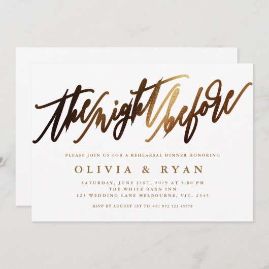 Invitation de typographie de script Gold Elegant (Devant / Derrière)