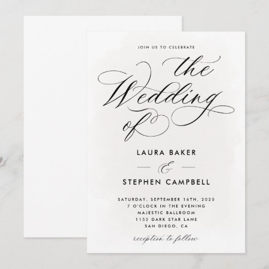 Invitation de typographie élégante (Devant / Derrière)