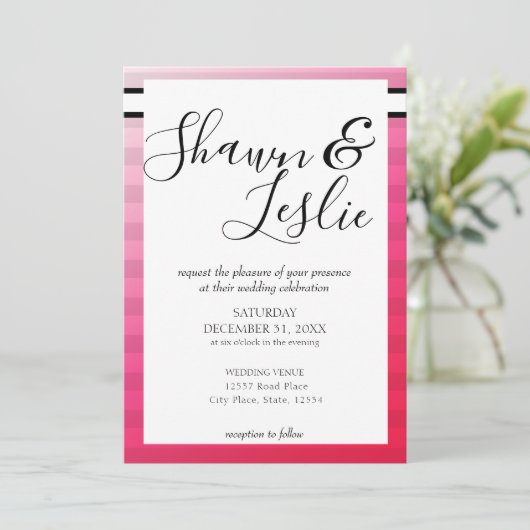 Invitation de typographie Mariage rose moderne V2 (Debout devant)