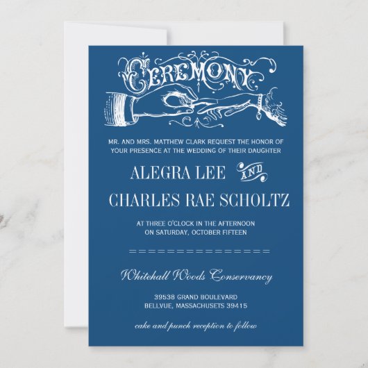 Invitation de typographie moderne bleu ou n'import (Devant)