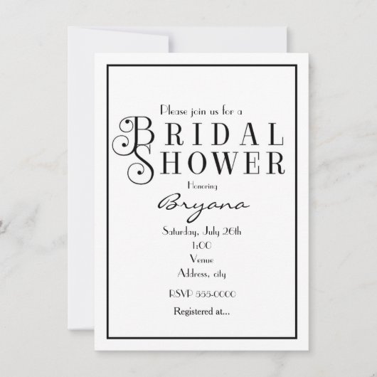 Invitation de typographie pour une douche de marié (Devant)