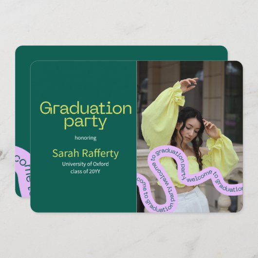 Invitation de typographie verte moderne (Devant / Derrière)