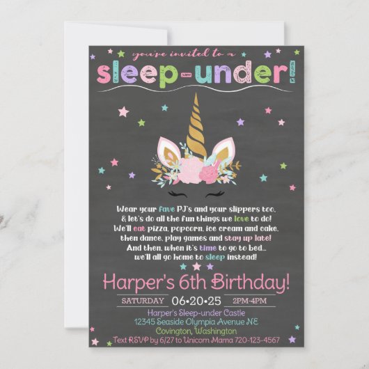 Invitation de Unicorn Sleep under, Invitation de U (Devant)