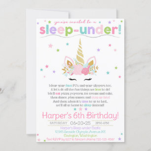 Invitation de Unicorn Sleep under, Invitation de U