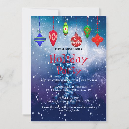 Invitation de vacances avec décorations de Noël (Devant)