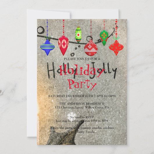 Invitation de vacances avec décorations de Noël (Devant)