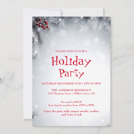 Invitation de vacances avec décorations de Noël (Devant)