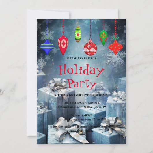 Invitation de vacances avec décorations de Noël (Devant)