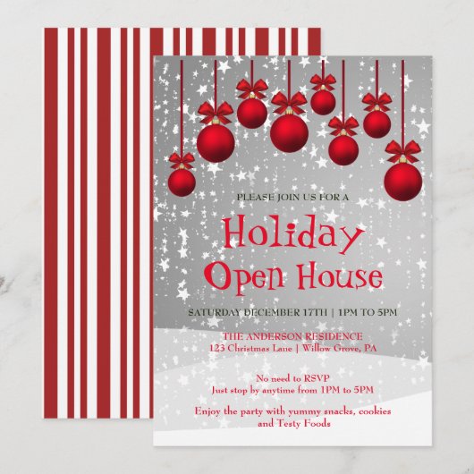 Invitation de vacances avec ornements de Noël (Devant / Derrière)