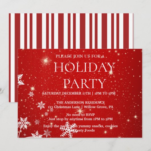 Invitation de vacances avec ornements de Noël (Devant / Derrière)