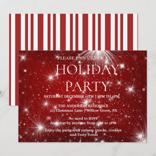 Invitation de vacances avec ornements de Noël (Devant / Derrière)