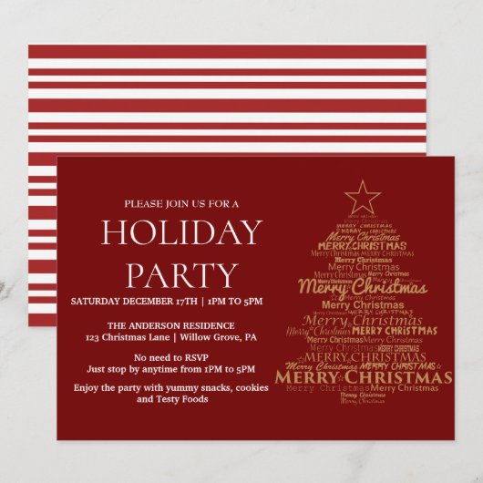Invitation de vacances avec ornements de Noël (Devant / Derrière)