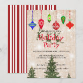 Invitation de vacances avec ornements de Noël (Devant / Derrière)