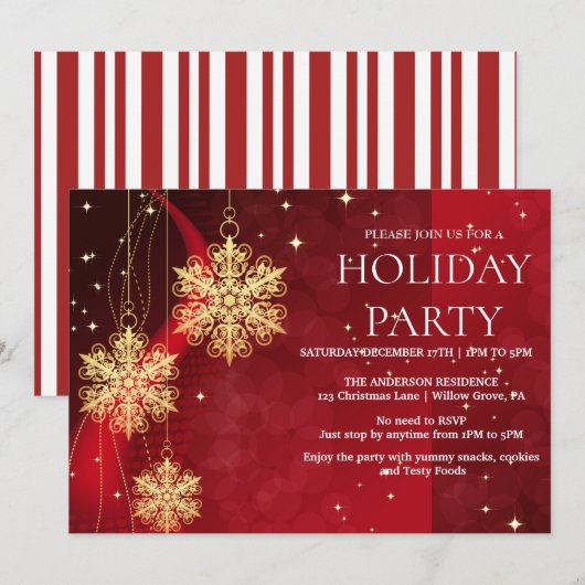 Invitation de vacances avec ornements de Noël (Devant / Derrière)
