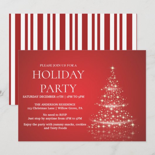 Invitation de vacances avec ornements de Noël (Devant / Derrière)