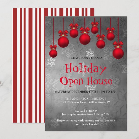 Invitation de vacances avec ornements de Noël (Devant / Derrière)