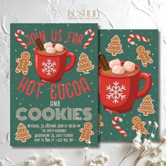 Invitation de vacances Chocolat Chaud & Cookies |