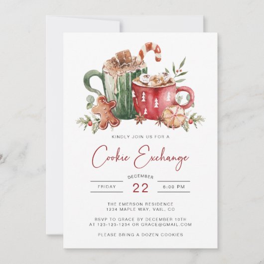 Invitation de vacances Cookie Exchange (Devant)