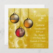 Invitation de vacances de lueur d'ornements d'or (Devant / Derrière)