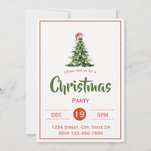 Invitation de vacances de Noël arbre rustique | Fa (Devant)